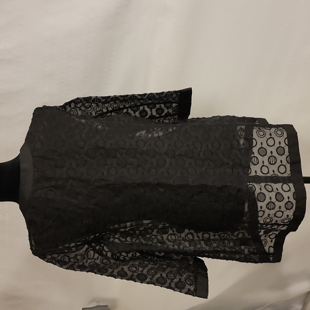 tahari Arthur S Levine polyester mesh open black blazer with circle design - Picture 4 of 13